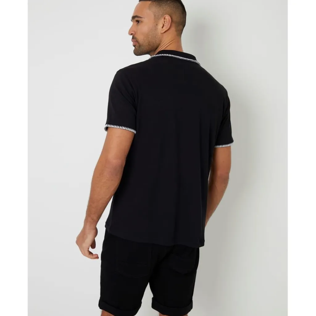 Polo Shirts*Threadbare Arnwick Regular Fit Short Sleeve Shirt in Black