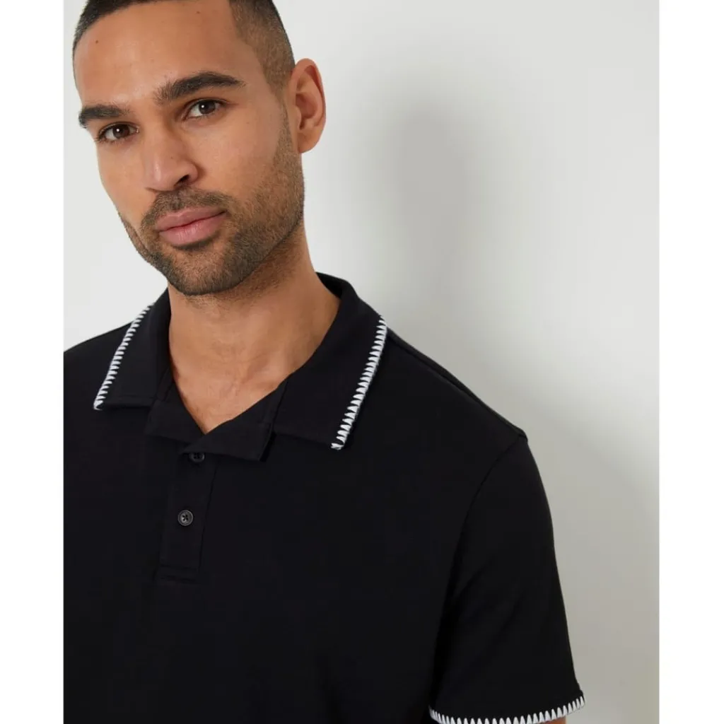 Polo Shirts*Threadbare Arnwick Regular Fit Short Sleeve Shirt in Black