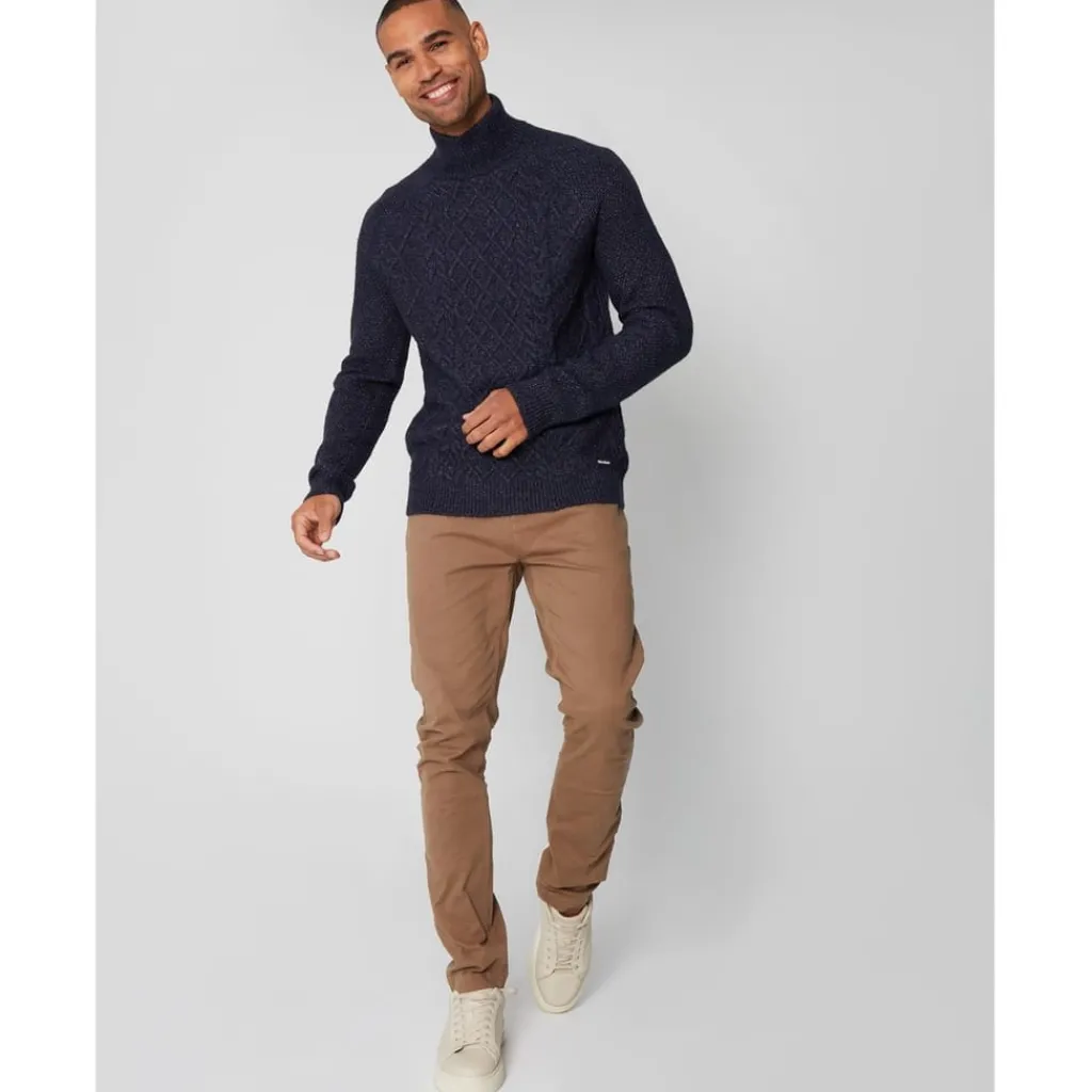 Knitwear*Threadbare Ayres Turtleneck Regular Fit Sweater in Blue