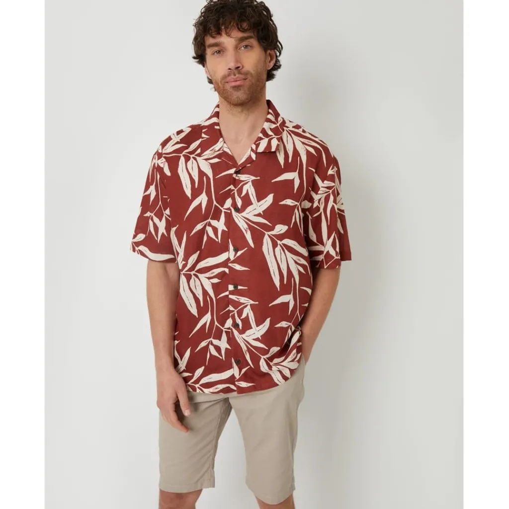 Shirts*Threadbare Bam Relaxed Fit Short Sleeve Shirt in Red
