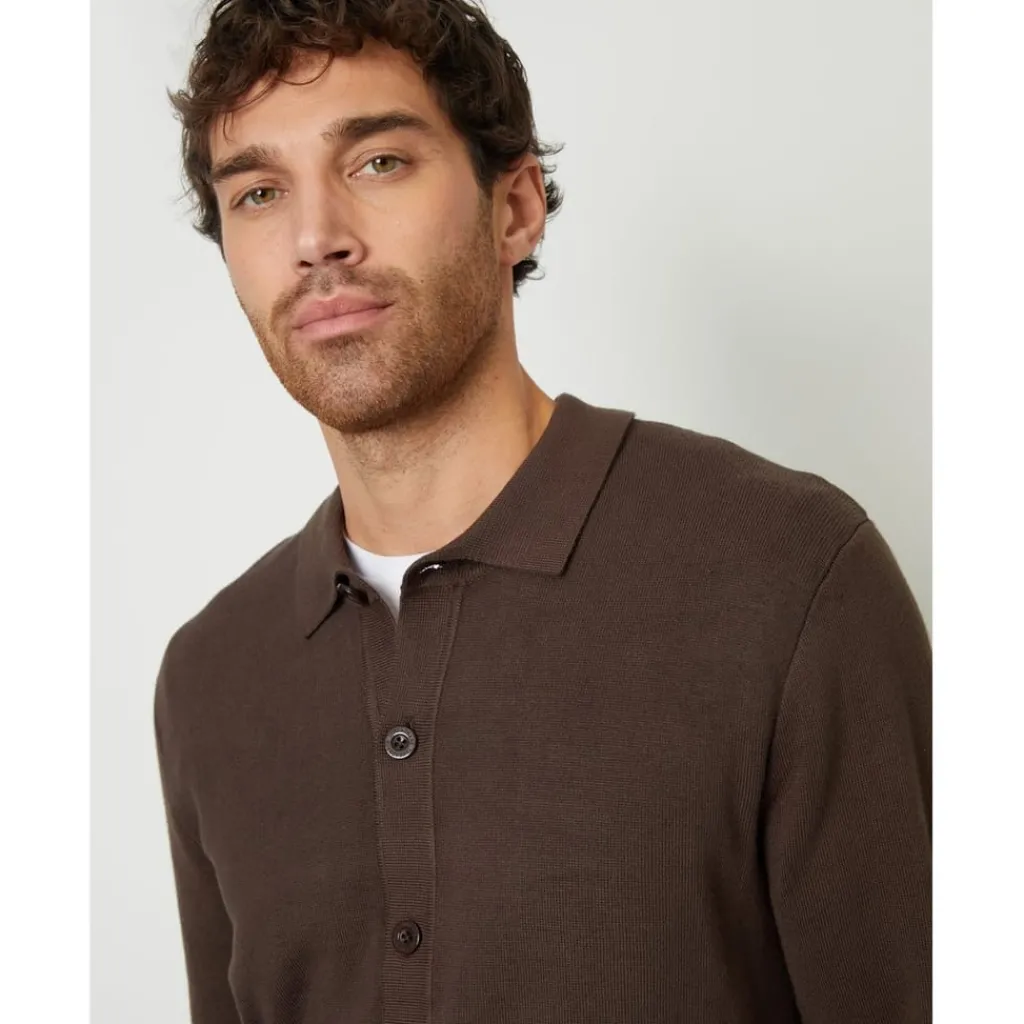 Knitwear*Threadbare Button Blossom Regular Fit Shirt in Brown