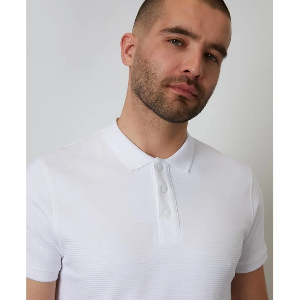 Polo Shirts*Threadbare Caswell Polo Regular Fit Short Sleeve Shirt in White