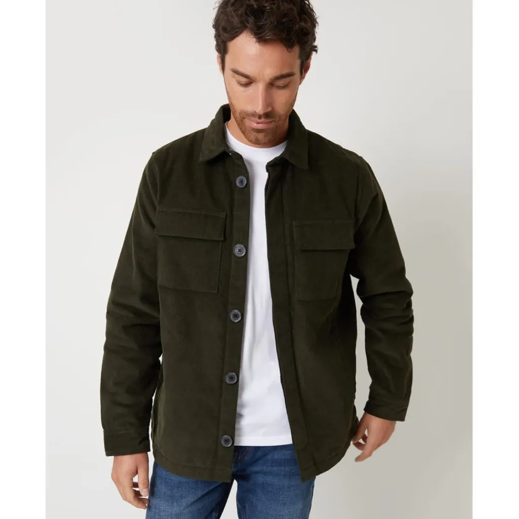 Coats And Jackets*Threadbare Cordline Ribbed Shirt Collar Overshirt in Green