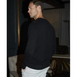 Knitwear*Threadbare Crew Neck Regular Fit Long Sleeve Sweater in Black