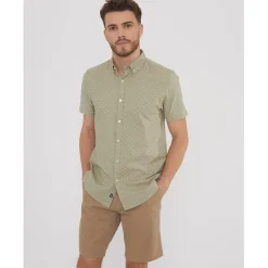 Shirts*Threadbare Leo Regular Fit Short Sleeve Shirt in Green