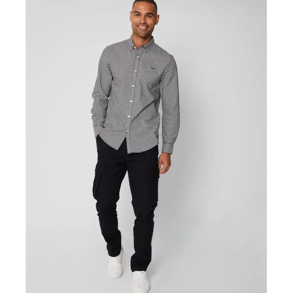 Shirts*Threadbare Oxford Regular Fit Long Sleeve Shirt in Black