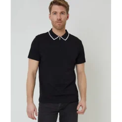 Polo Shirts*Threadbare Pinetwn Regular Fit Short Sleeve Shirt in Black