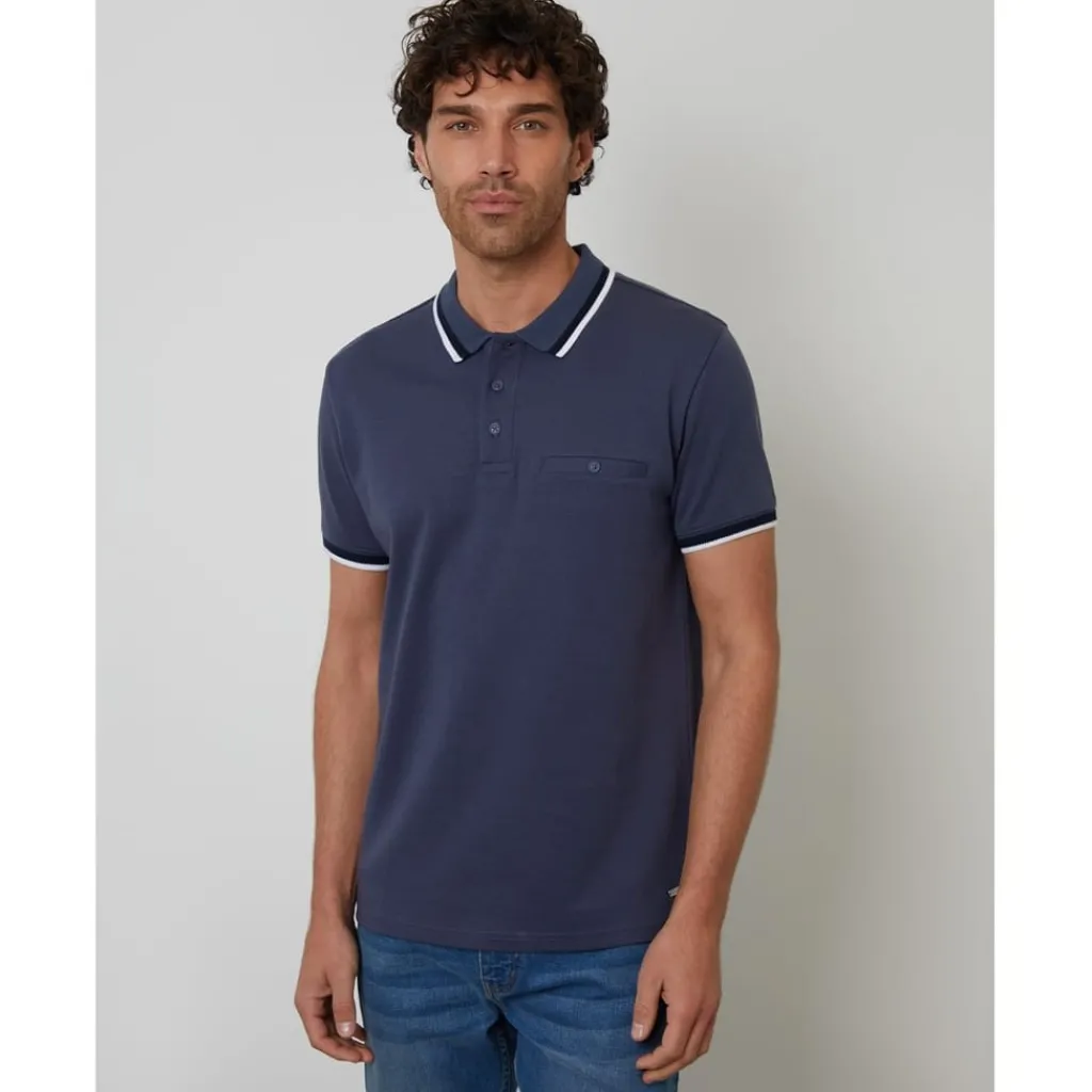 Polo Shirts*Threadbare Polo Donnegal in Blue