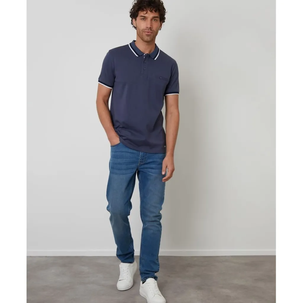 Polo Shirts*Threadbare Polo Donnegal in Blue
