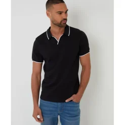 Polo Shirts*Threadbare Polo Marriage Regular Fit Short Sleeve Shirt in Black