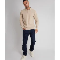 Knitwear*Threadbare Regular Fit Knitted Polo Shirt in Neutral