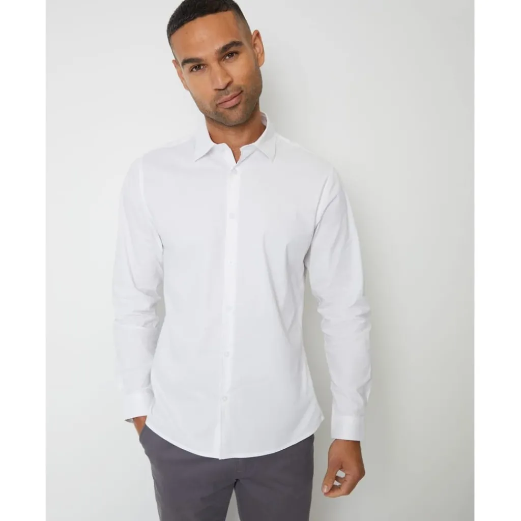 Shirts*Threadbare Regular Fit Long Sleeve Shirt in White