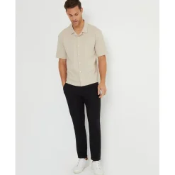 Shirts*Threadbare Regular Fit Short Sleeve Shirt in Beige