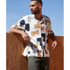 Shirts*Threadbare Relaxed Fit Short Sleeve Shirt in White