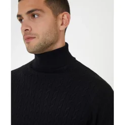 Knitwear*Threadbare Turtleneck Regular Fit Sweater in Black