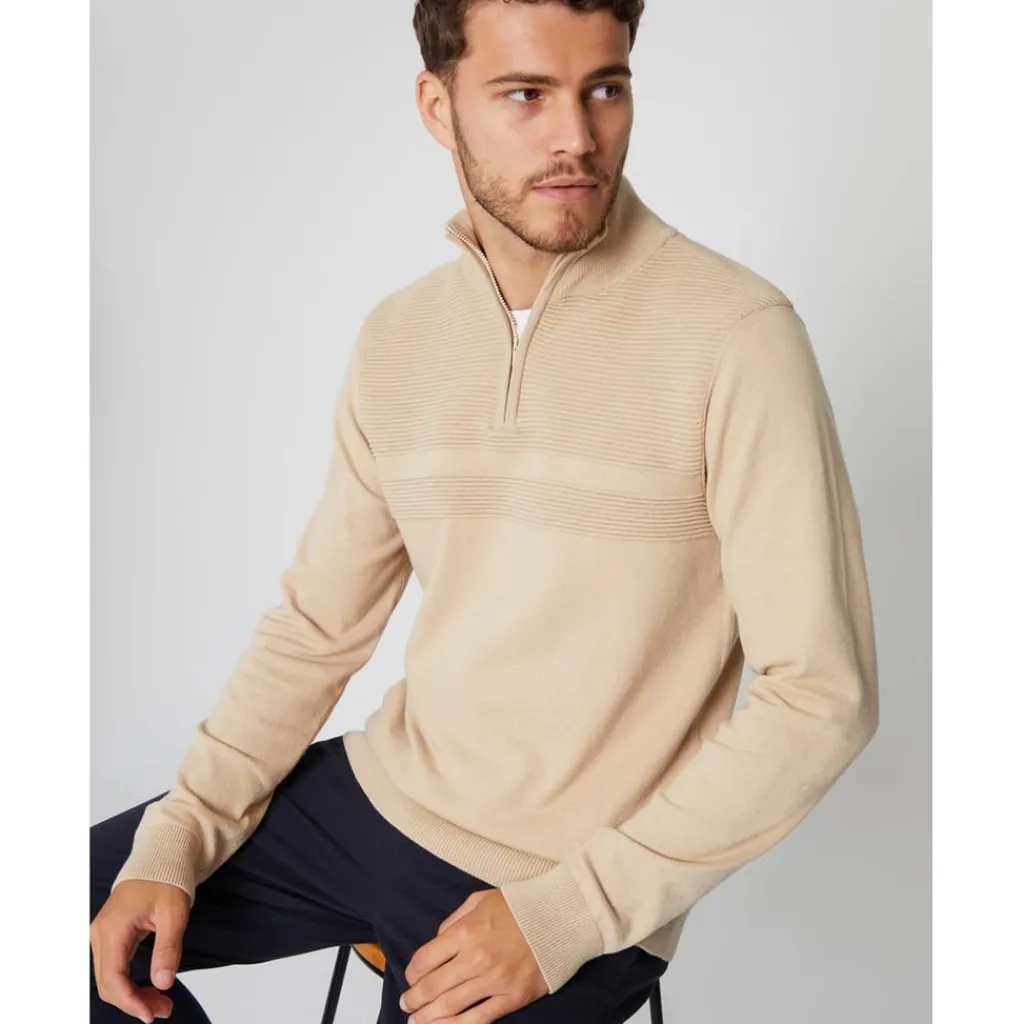 Knitwear*Threadbare Zip Neck Regular Fit Foxwood Sweater in Grey