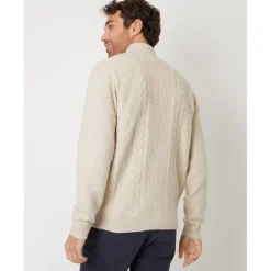 Knitwear*Threadbare Zip Neck Regular Fit Sweater in Neutral