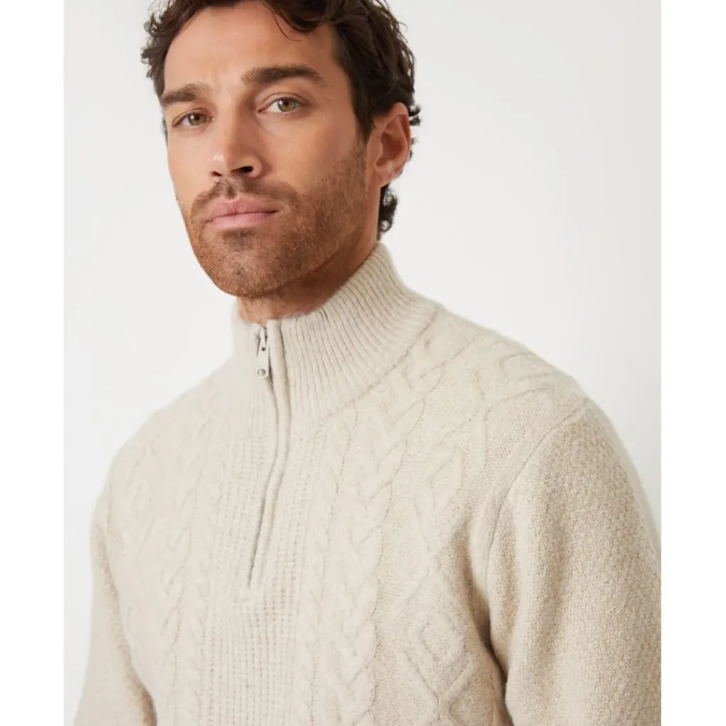 Knitwear*Threadbare Zip Neck Regular Fit Sweater in Neutral