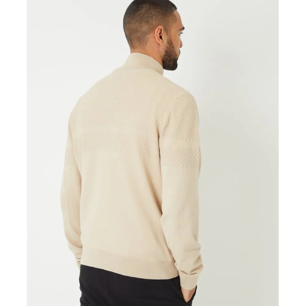 Knitwear*Threadbare Zip Neck Regular Fit Sweater in Brown