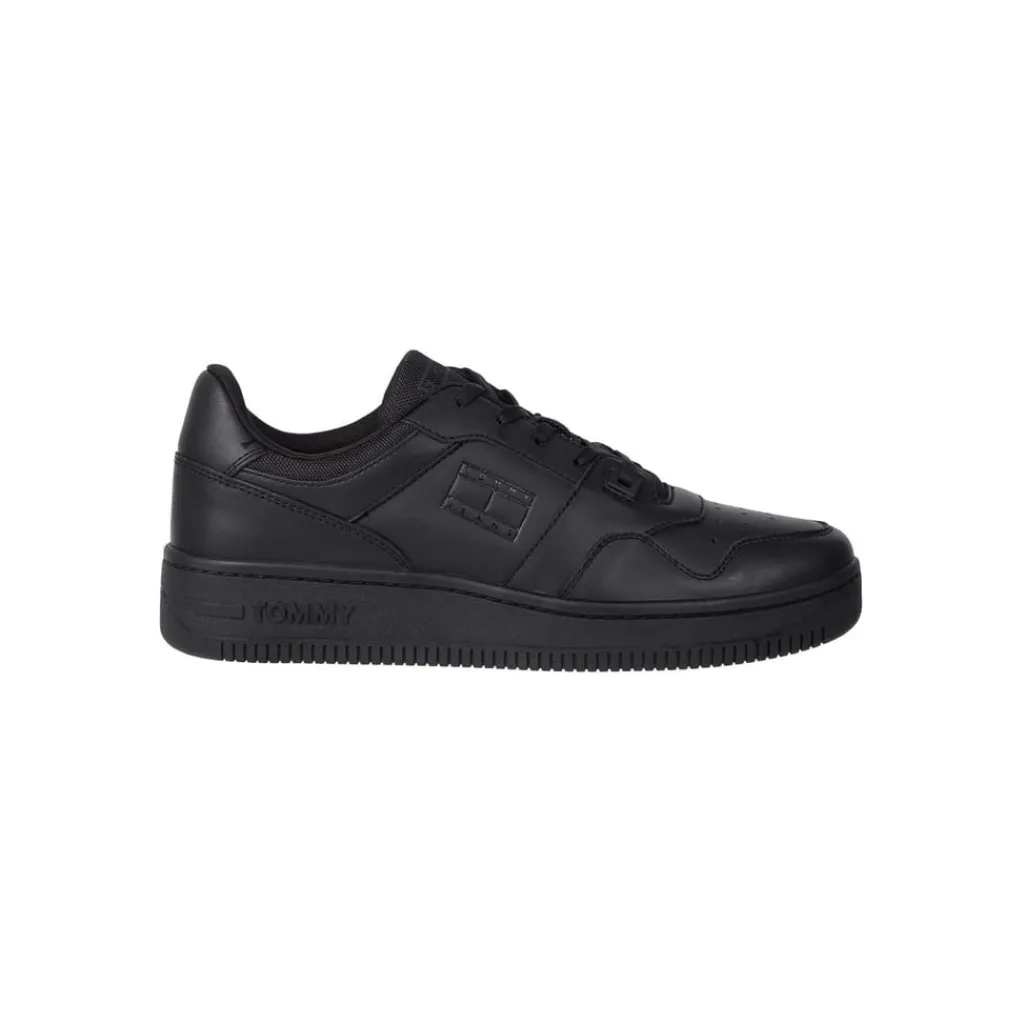 Trainers*Tommy Jeans Leather Basket Trainers in Black
