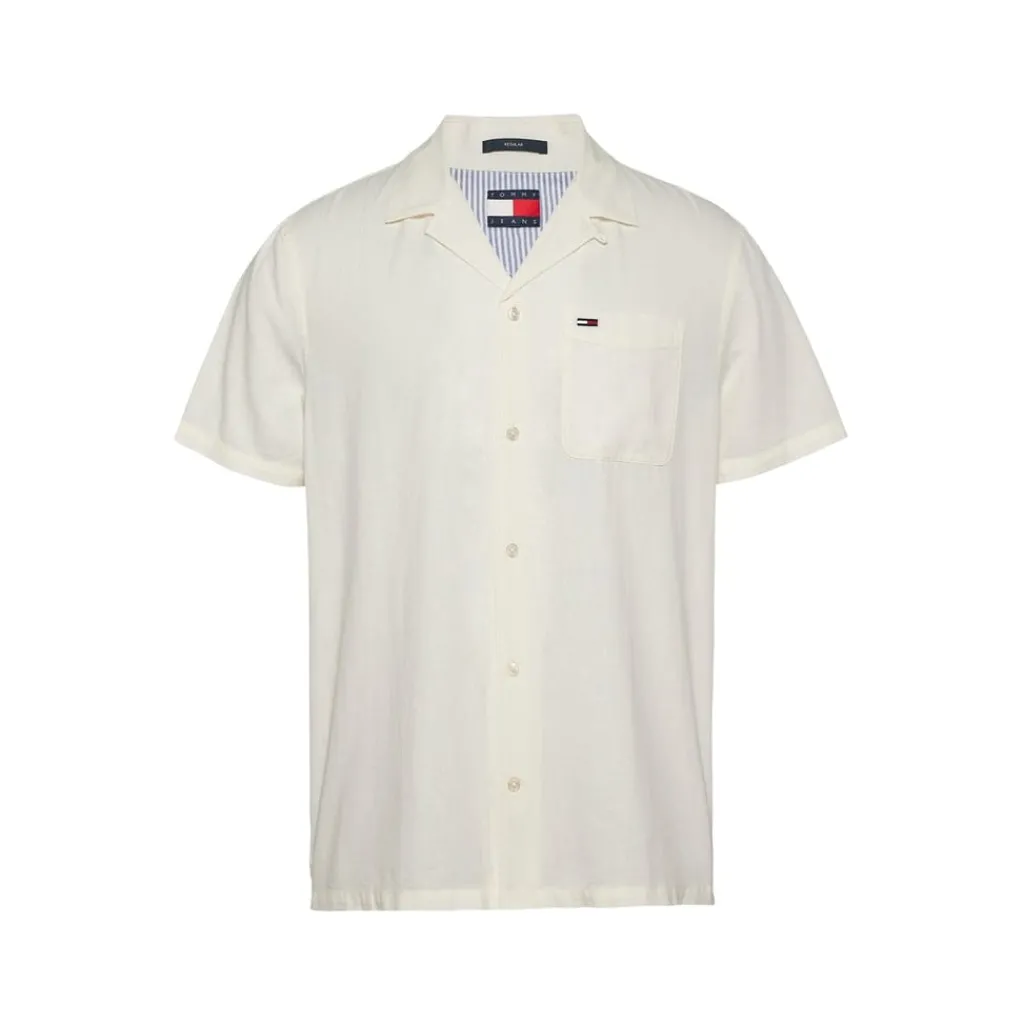 Shirts*Tommy Jeans Linen Blend Camp Ss Ext in White