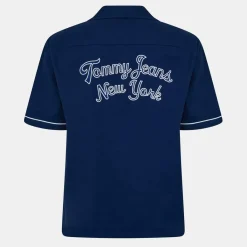 Shirts*Tommy Jeans Regular Fit Camp Collar Short Sleeve Shirt in Blue
