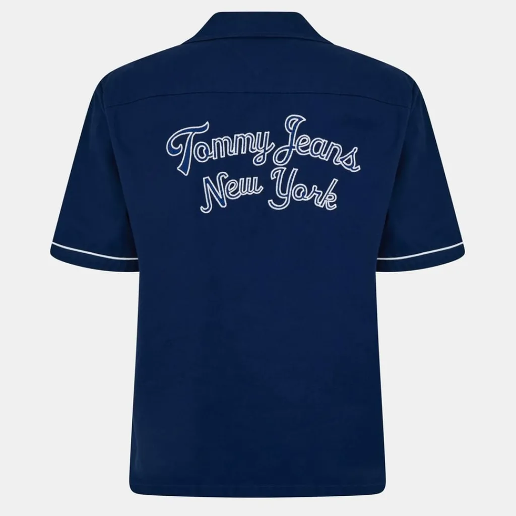 Shirts*Tommy Jeans Regular Fit Camp Collar Short Sleeve Shirt in Blue