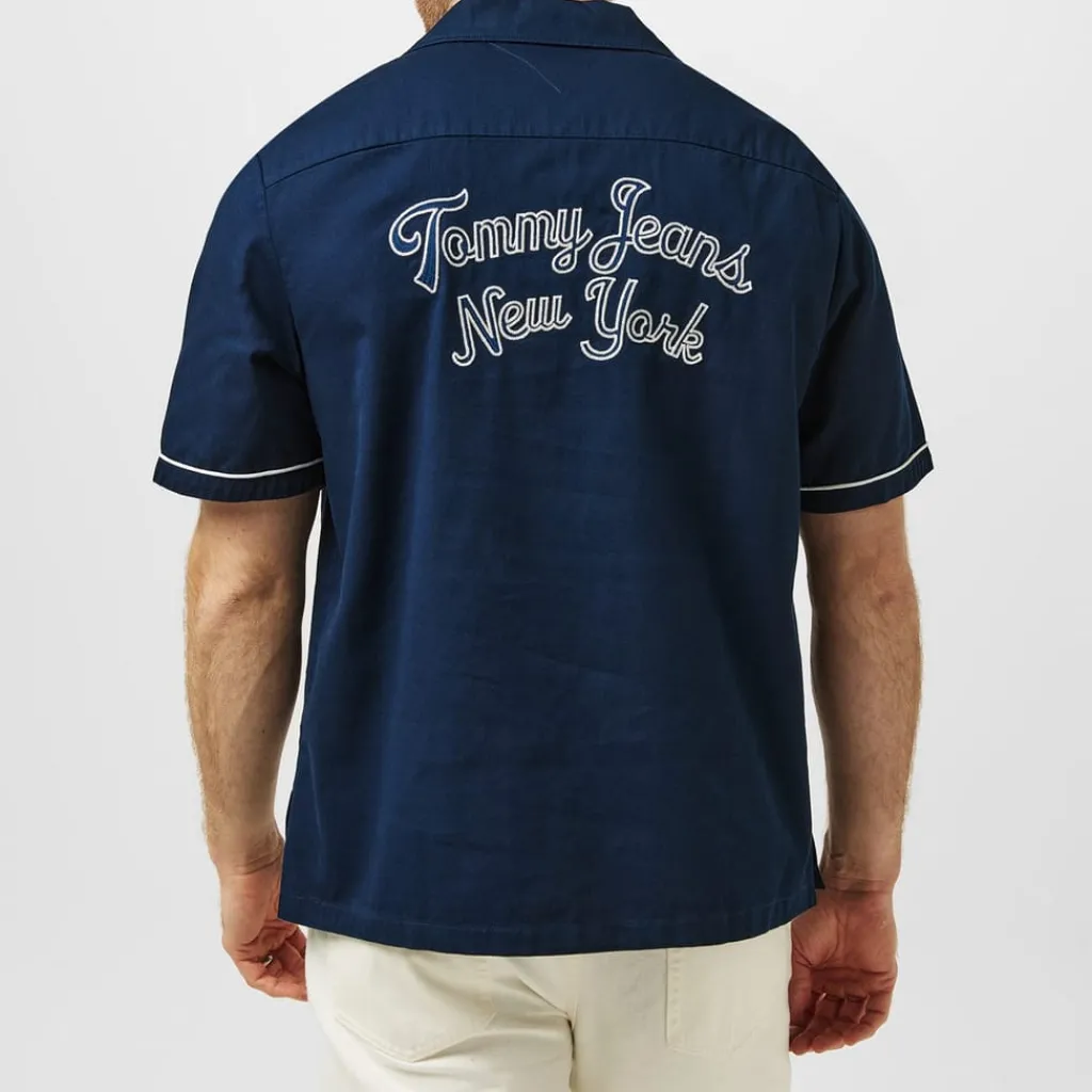 Shirts*Tommy Jeans Regular Fit Camp Collar Short Sleeve Shirt in Blue