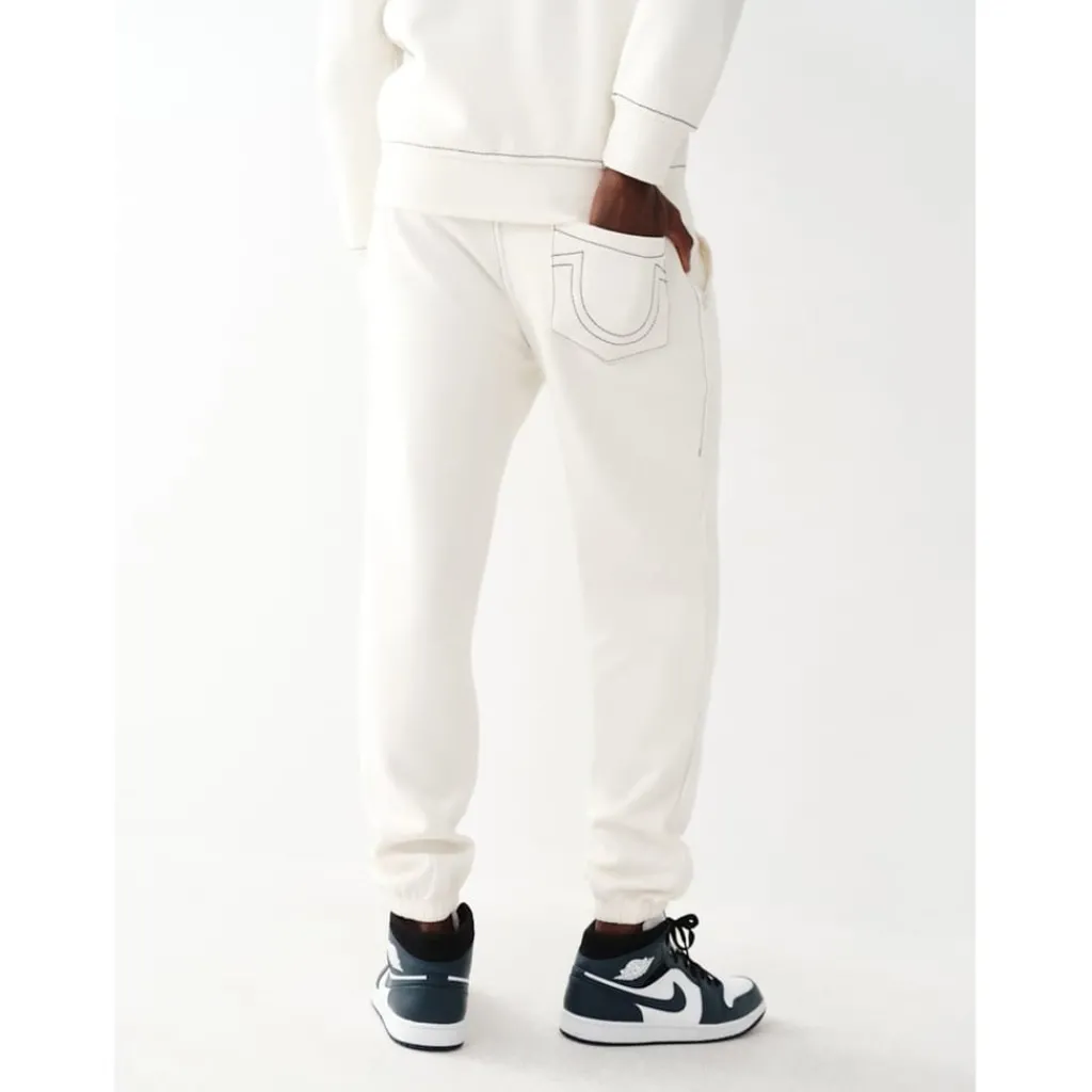 Trousers*True Religion Big T Straight Leg Elastic Cuff Joggers in White