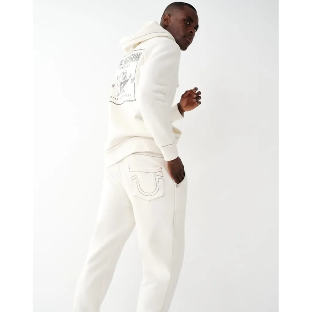 Trousers*True Religion Big T Straight Leg Elastic Cuff Joggers in White