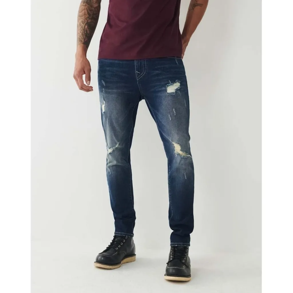 Jeans*True Religion Distressed Skinny Jeans in Blue