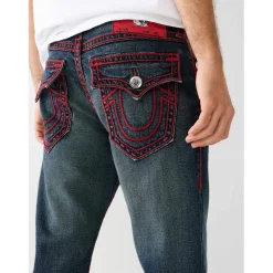 Jeans*True Religion Ricky Five Pocket Straight Jeans in Blue