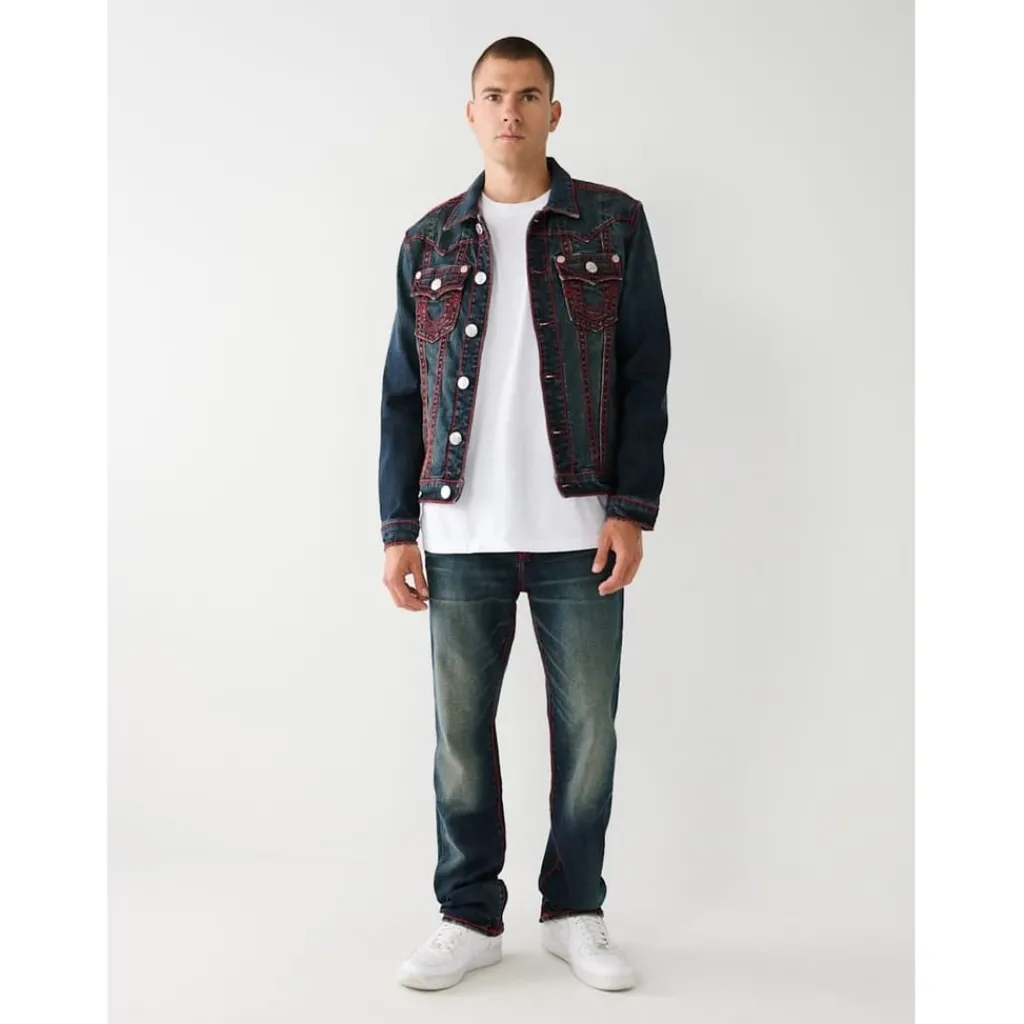 Jeans*True Religion Ricky Five Pocket Straight Jeans in Blue