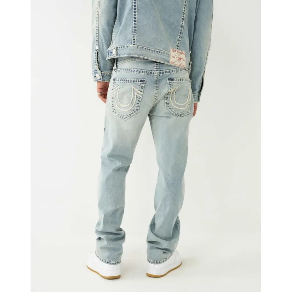 Jeans*True Religion Ricky Straight Fit Five Pocket Jeans in Blue