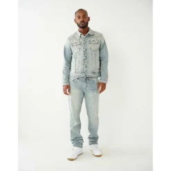 Jeans*True Religion Ricky Straight Fit Five Pocket Jeans in Blue