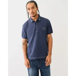 Polo Shirts*True Religion T Embroidered Polo Shirt in Blue