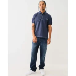 Polo Shirts*True Religion T Embroidered Polo Shirt in Blue