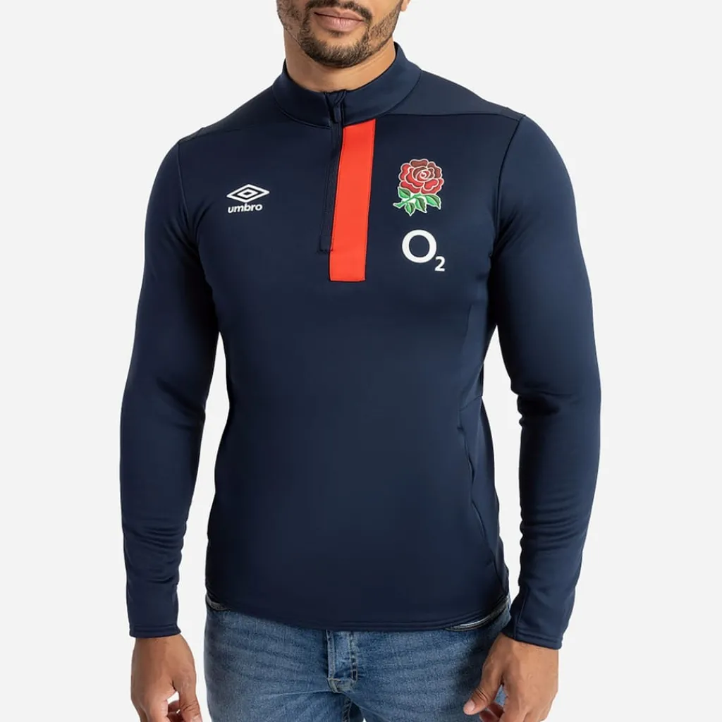 Fitness And Gymwear*Umbro England Rugby Half Zip Fleece Top 2023 2024 Adults in Blue