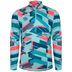 Fitness And Gym Tops|Fitness And Gymwear*Umbro Premier Graphic Warm Up Mid Layer Top in Blue pink