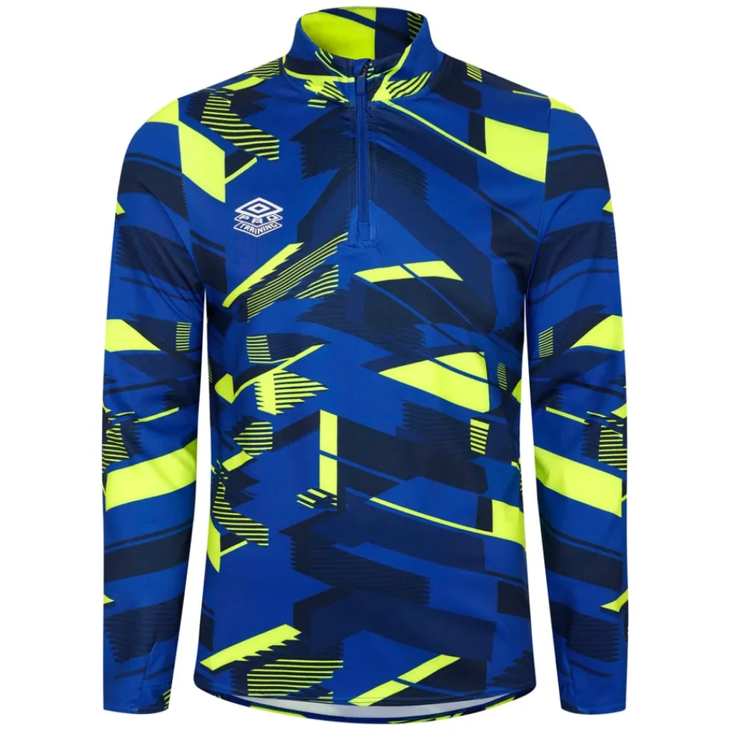 Fitness And Gym Tops|Fitness And Gymwear*Umbro Premier Graphic Warm Up Mid Layer Top in Blue yellow