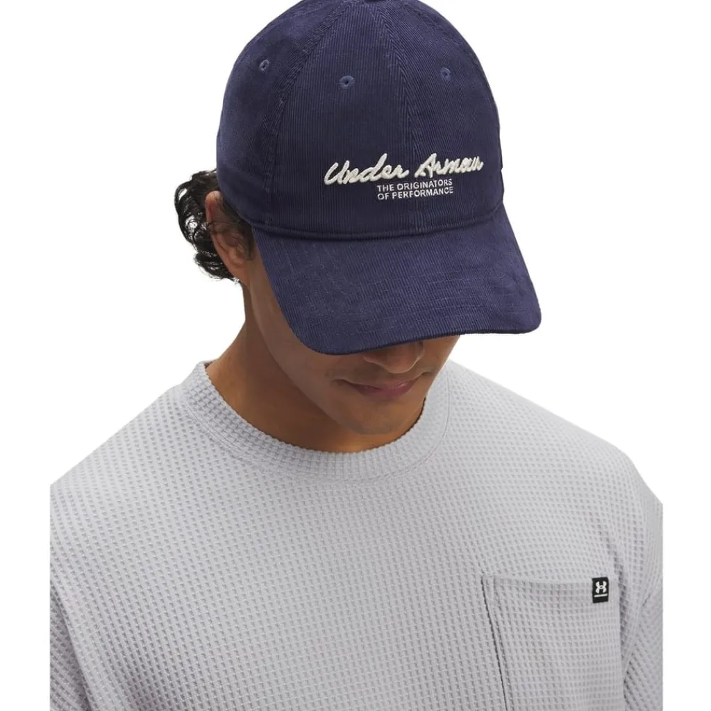 Caps-Hats*Under Armour Armour Sportstyle Corduroy Adj Baseball Cap Unisex Adults in Blue