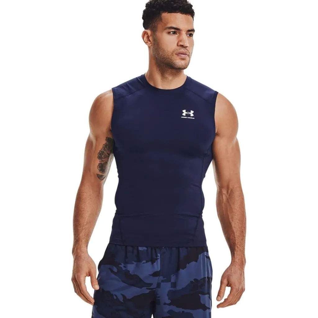 Fitness And Gymwear*Under Armour Heat Gear Compression Sleeveless T-Shirt in Blue