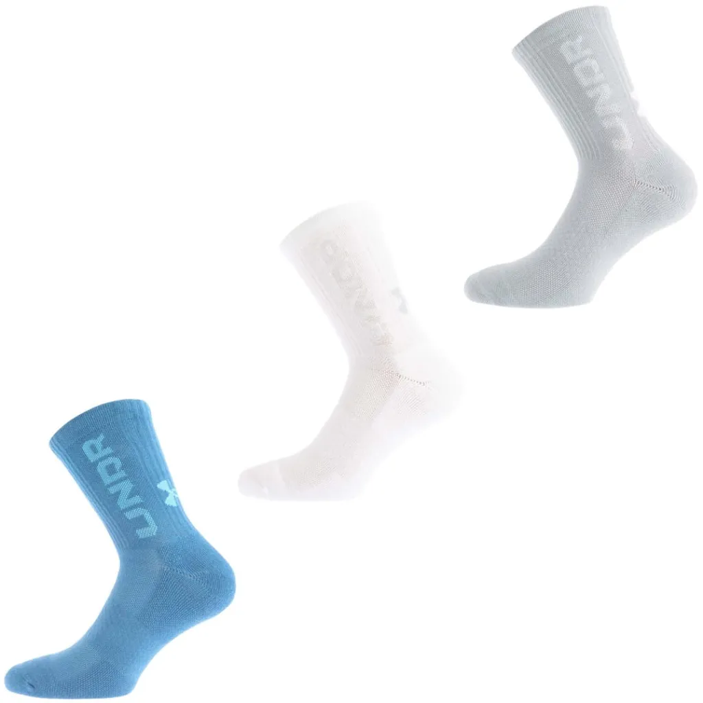 Underwear And Socks*Under Armour Juniors 3 Pack of Mid Crew Socks in Blue