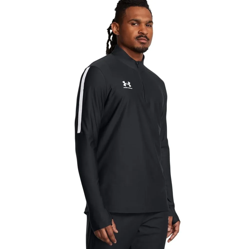 Fitness And Gym Tops*Under Armour Logo Print Mock Neck Sweatshirt in Black