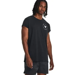 Fitness And Gym Tops*Under Armour Mens Armour Pjt Rock Cap Sleeve Ss Gym Top in Black