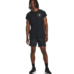 Fitness And Gym Tops*Under Armour Mens Armour Pjt Rock Cap Sleeve Ss Gym Top in Black