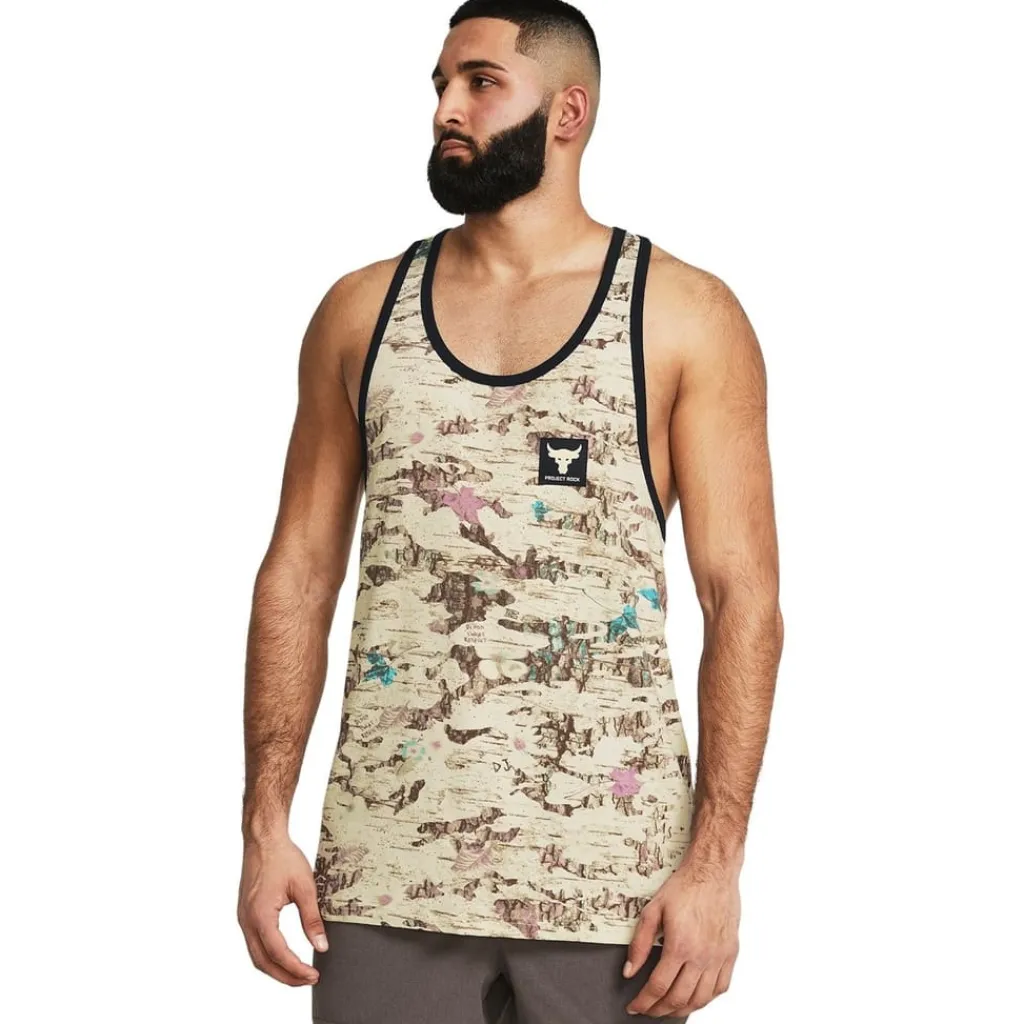 Fitness And Gym Tops*Under Armour Mens Armour Ua Pjt Rck Camo Grphc Tk Gym Vest in Brown