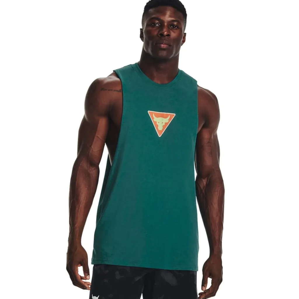 Fitness And Gym Tops*Under Armour Mens Armour Ua Pjt Rock Dmnd Muscle Tank Gym Vest in Green