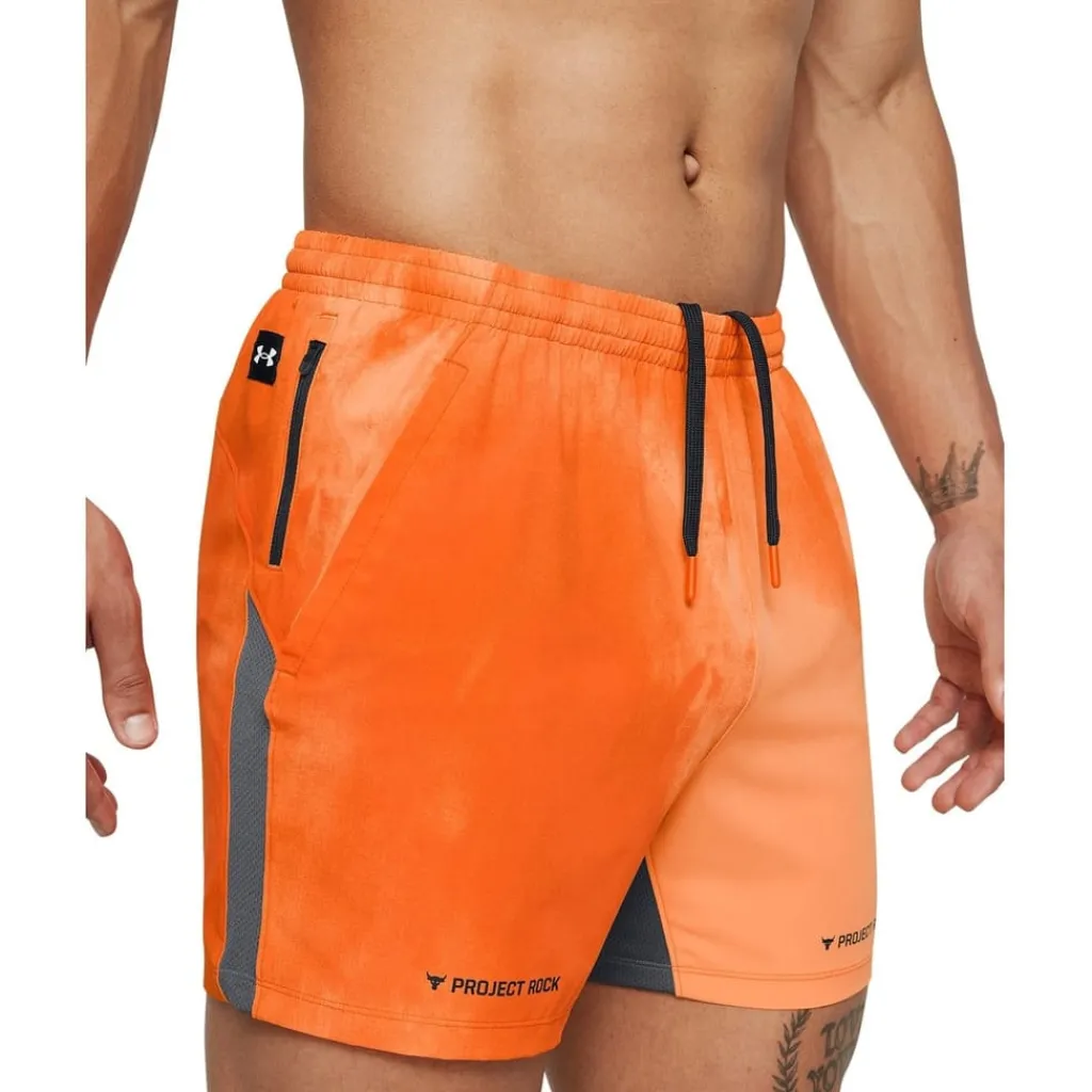 Fitness And Gym Shorts*Under Armour Mens Armour Pjt Rock Ultimate 5 Pt Sts Gym Shorts in Orange