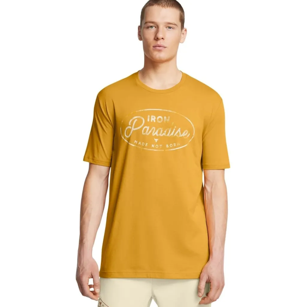 Fitness And Gym Tops*Under Armour P Rk Md Nt Brn ss in Yellow